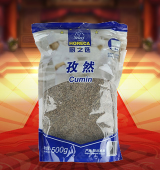 廚之選(HORECA SELECT)孜然產(chǎn)自四川成都500g每袋，精細加工而成，質(zhì)量上乘，備受廣大專業(yè)廚師和消費者歡迎和厚愛，是您廚房必備品。保留了孜然中原有的滋味、氣味和全部的營養(yǎng)物質(zhì)，風味獨特，定會讓您回味無窮。不使用化學劑、無化學殘留、不破壞營養(yǎng)成分，給家人一份天然、一份健康、一份安心。