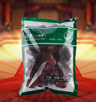 閩融紅棗(二等果)產(chǎn)自河北滄州500g每袋，滄州紅棗色澤鮮紅、皮薄、肉厚、核小、味道甘美清香，并具有較高的營養(yǎng)價值。