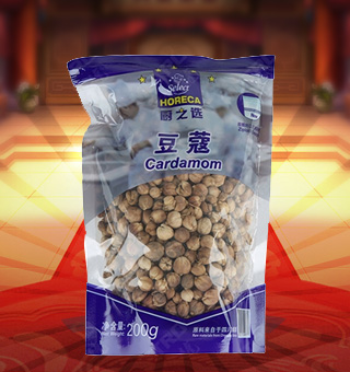 廚之選(HORECA SELECT)豆蔻產(chǎn)自四川成都200g每袋，精細加工而成，質(zhì)量上乘，備受廣大專業(yè)廚師和消費者歡迎和厚愛，是您廚房必備品。保留了豆蔻中原有的滋味、氣味和全部的營養(yǎng)物質(zhì)，風味獨特，定會讓您回味無窮。不使用化學劑、無化學殘留、不破壞營養(yǎng)成分，給家人一份天然、一份健康、一份安心。
