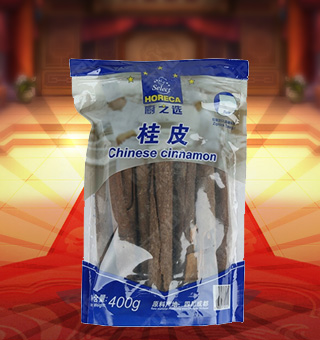 廚之選(HORECA SELECT)桂皮產(chǎn)自四川成都400g每袋，本產(chǎn)品精心挑選上等的桂皮等原材料制作而成，品質(zhì)純正天然，讓您食用的放心。本產(chǎn)品采用的是塑料質(zhì)地包裝，簡潔大方，食用簡單，是您廚房的好幫手。本產(chǎn)品加入菜肴后能讓其味道濃郁，口感醇厚鮮香，給您帶來美妙的味覺盛宴。