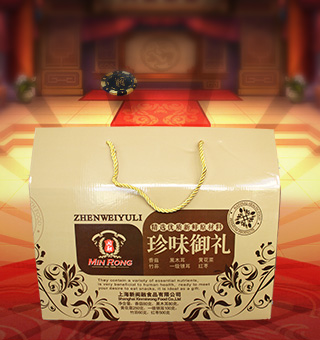 新閩融珍味御禮禮盒，本款禮盒內含有香菇80克，黑木耳80克，黃花菜250克，一級銀耳100克，竹蓀60克，紅棗500克