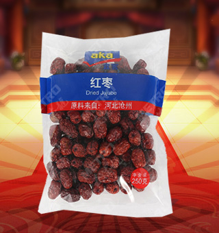 宜客(AKA)紅棗產(chǎn)自河北滄州250g每袋，精選優(yōu)質(zhì)河北滄州紅棗為原料，經(jīng)先進工藝精心制作而成，色澤亮麗，肉質(zhì)飽滿，輕松享受。 