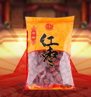 閩融滄州紅棗產(chǎn)自河北滄州500g每袋，滄州紅棗色澤鮮紅、皮薄、肉厚、核小、味道甘美清香，并具有較高的營養(yǎng)價值。