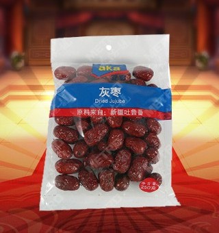 宜客(AKA)灰棗產(chǎn)自新疆吐魯番250g每袋，精選優(yōu)質(zhì)新疆吐魯番紅棗為原料，經(jīng)先進工藝精心制作而成，個大皮薄，核小肉厚，輕松享受。